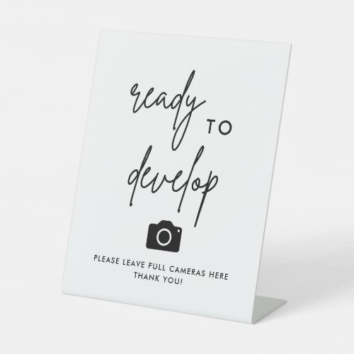 Modern Wedding Ready To Develop Disposable Camera Pedestal Sign