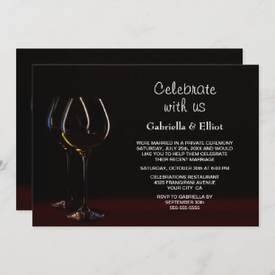 Modern Wedding Reception Black Wine Glass Party Invitation