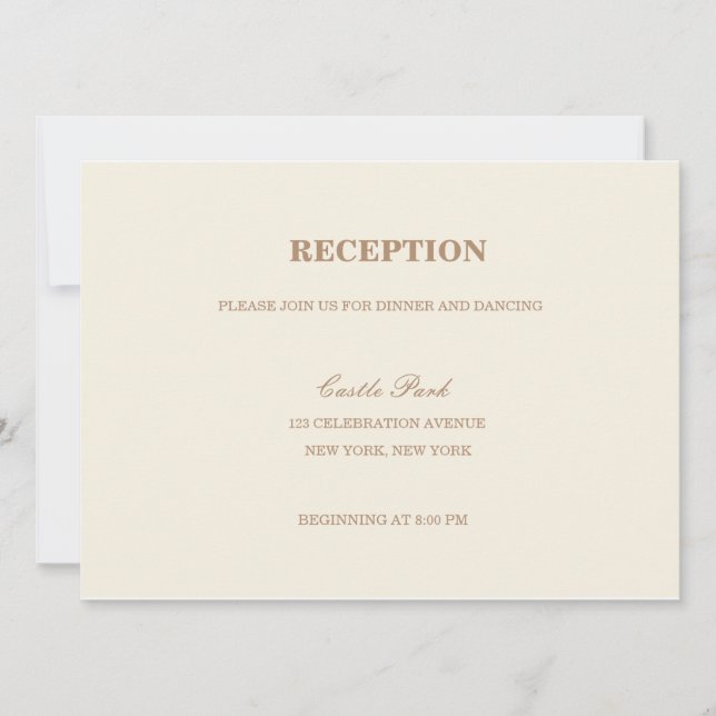 Modern Wedding Reception card (Front)
