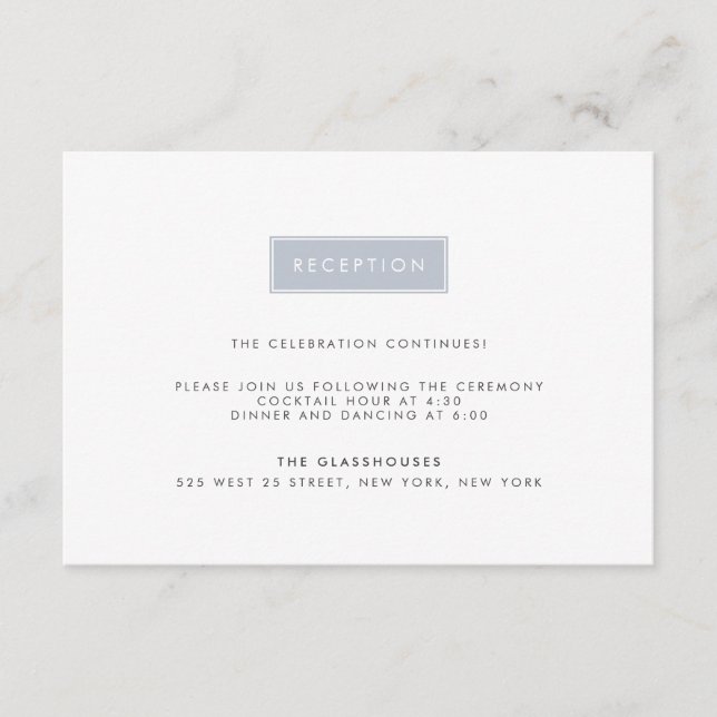 Modern Wedding Reception Card | Slate (Front)
