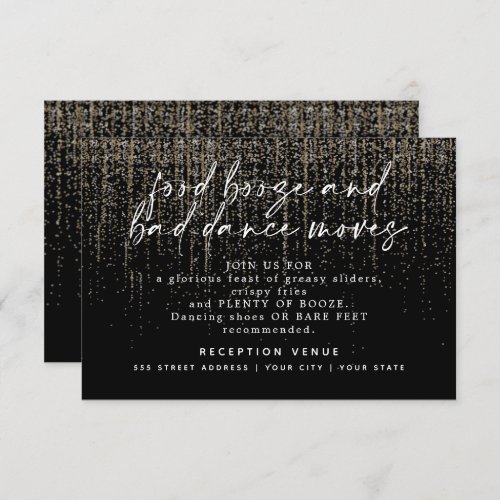 Modern Wedding Reception Champagne Glitter Invitation