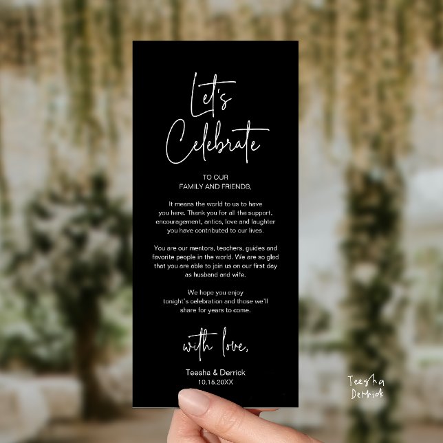 Modern Wedding Reception Dinner Thank You Card (Modern Classy Wedding Reception Dinner Thank You Card in Black and White)