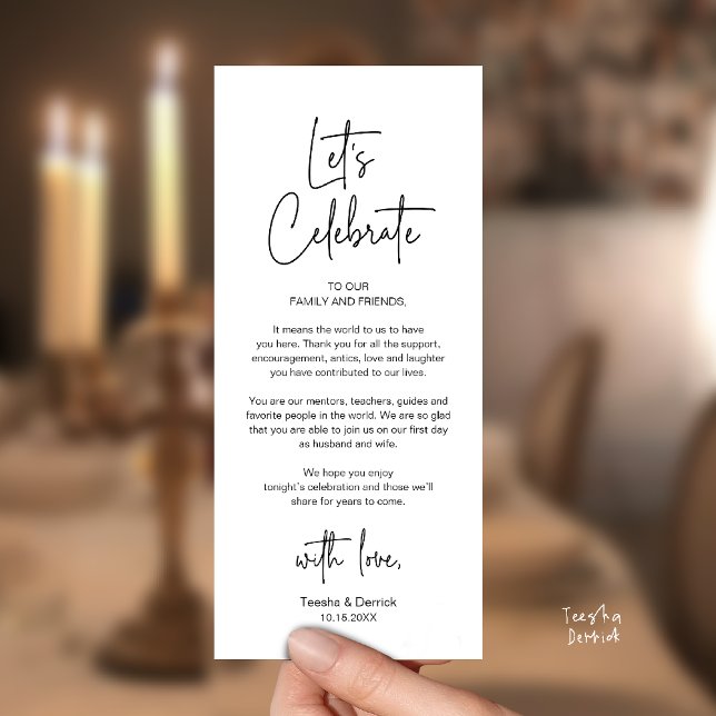 Modern Wedding Reception Dinner Thank You Card (Modern Classy Wedding Reception Dinner Thank You Card in Black and White)