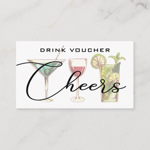 Modern Wedding Reception Drink Ticket Enclosure Card