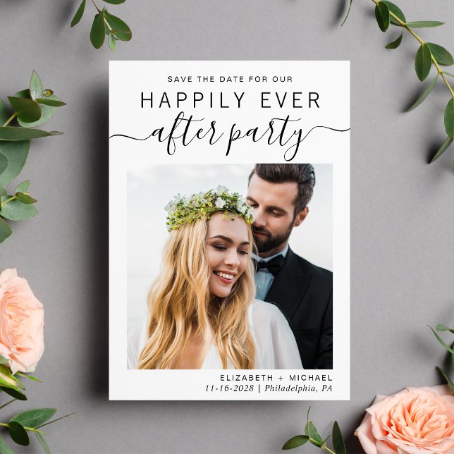 Modern Wedding Reception Photo Save The Date (A stylish save the date announcement for a reception to celebrate your elopement or private wedding)