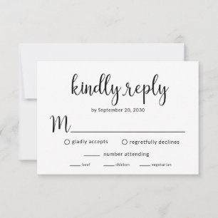 Modern Wedding Reception RSVP Card