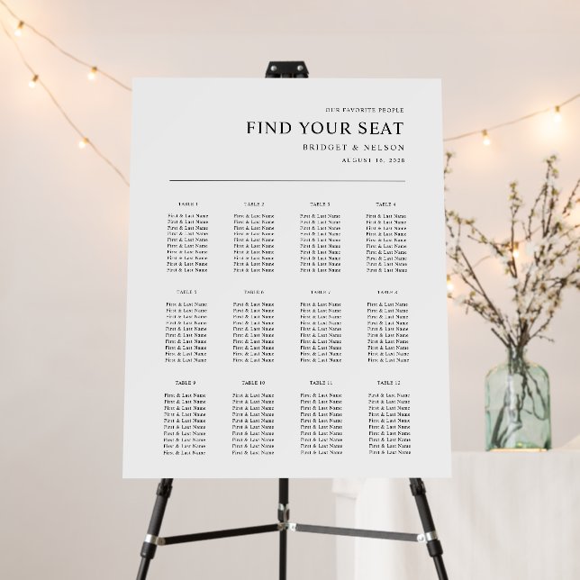 Modern Wedding Reception Seating Chart Foam Board (In Situ (Stand))