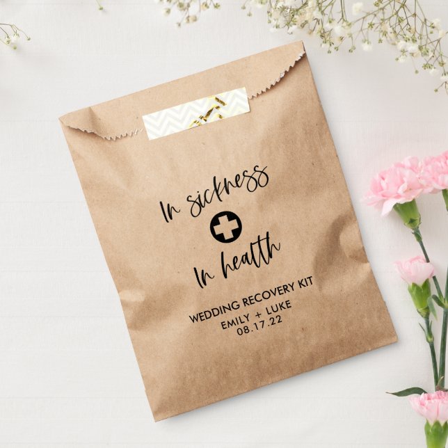 Modern Wedding Recovery IN SICKNESS AND HEALTH  Favor Bag (Sealed)