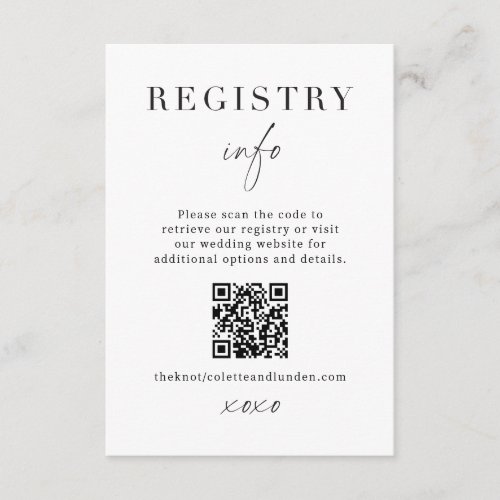 Modern Wedding Registry Info Enclosure Scan QR