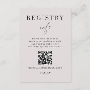 Modern Wedding Registry Info Enclosure Scan QR