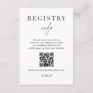 Modern Wedding Registry Info Enclosure Scan QR Card