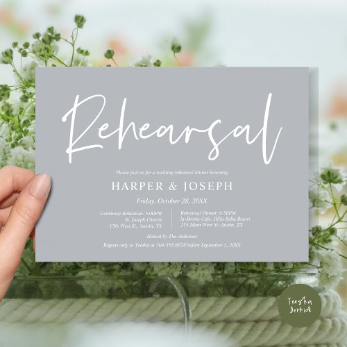 Modern Wedding Rehearsal and Dinner Chill Grey Invitation