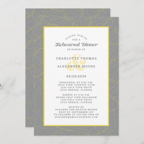 Modern Wedding Rehearsal Dinner Abstract Gray  Invitation