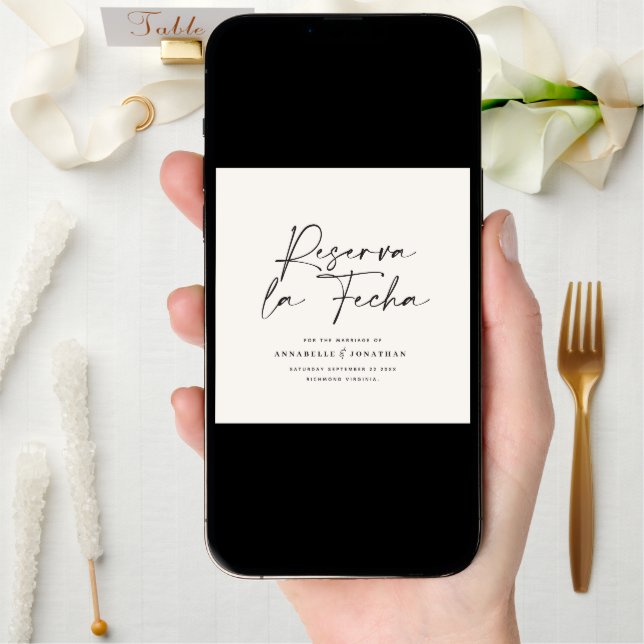 Modern wedding Reserva la Fecha cream black Save The Date (Front Digital)