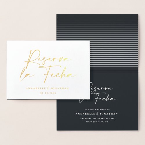 Modern wedding Reserva la Fecha cream gold Foil Card