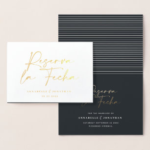 Modern wedding Reserva la Fecha cream gold Save Th Foil Card