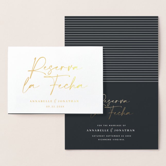 Modern wedding Reserva la Fecha cream gold Save Th Foil Card (Display)