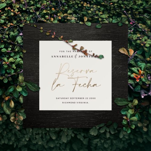 Modern wedding Reserva la Fecha cream gold Save The Date