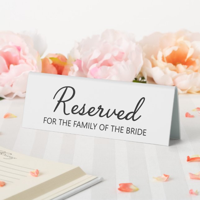 Modern Wedding Reserved Family of Bride Table Tent (In SItu (Wedding))