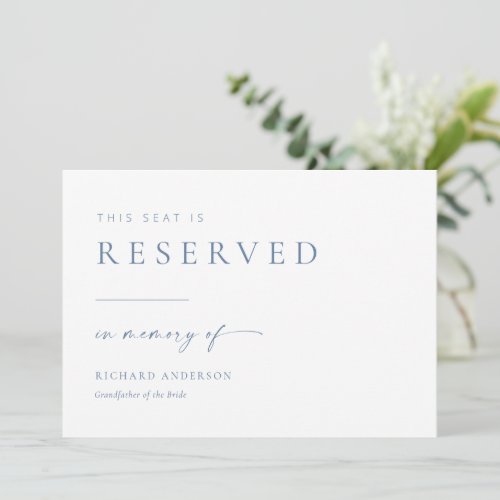 Modern Wedding Reserved In Memory of Sign  Blue