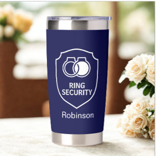 Modern Wedding Ring Security Groomsman Dark Blue Insulated Tumbler