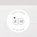 Modern Wedding Rings Monogram Save the Date Classic Round Sticker<br><div class="desc">Custom-designed Save the Date wedding stickers/labels featuring couple's initials encircled in wedding/engagement rings. These modern and elegant stickers are perfect for wedding announcements,  invitations,  DIY gift packagings,  and more!</div>