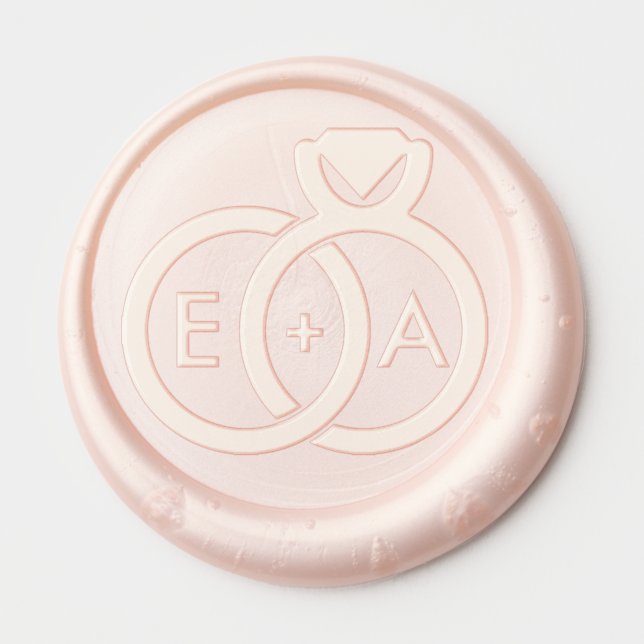 Modern Wedding Rings Monogram Wax Seal Sticker (Front)