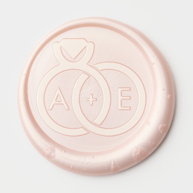 Modern Wedding Rings Monogram Wax Seal Sticker (Front)