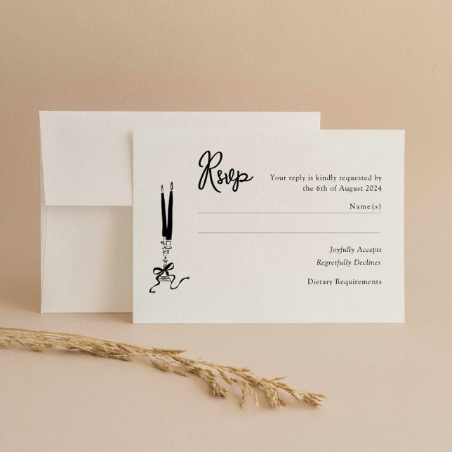 Modern Wedding RSVP Card  (hand drawn wedding rsvp card, modern vintage inspired response card illustrated, hand written)