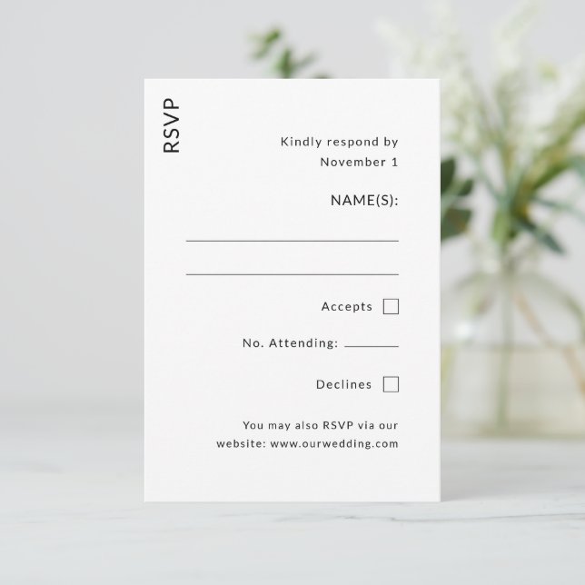 Modern Wedding  RSVP Card (Standing Front)