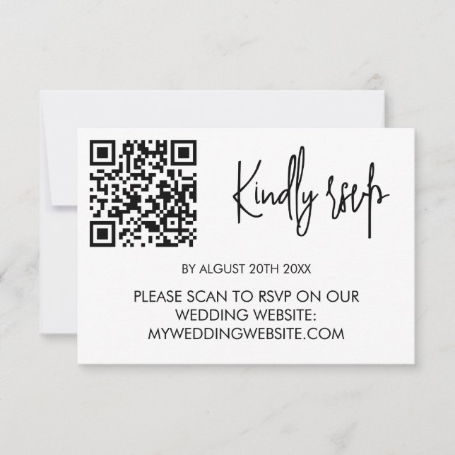 Modern Wedding RSVP Card with QR Code (Front)
