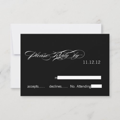 Modern Wedding RSVP Cards Black White 3.5" X 5" Invitation Card