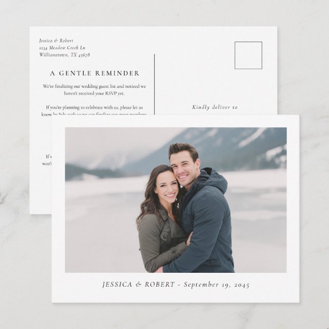 Modern Wedding RSVP Deadline Reminder Postcard (Front/Back)
