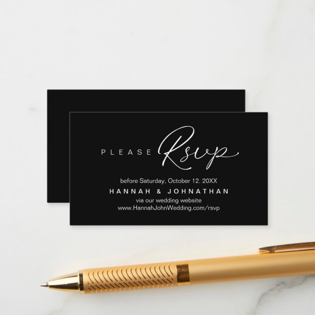 Modern Wedding RSVP online Website Enclosure Card (Front/Back In Situ)