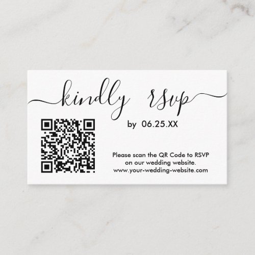 Modern Wedding RSVP Online Website With QR Code Enclosure Card