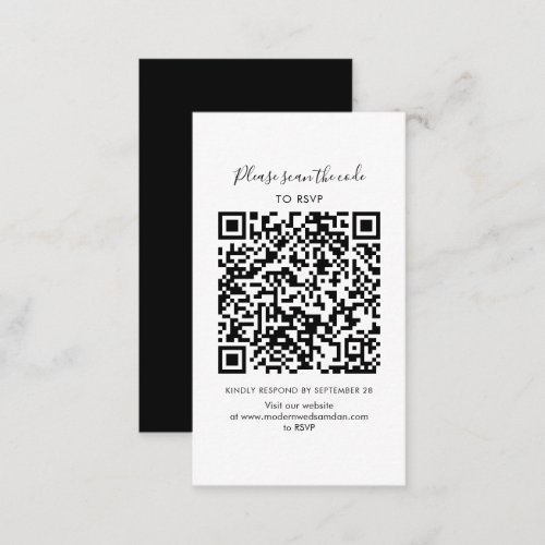 Modern Wedding RSVP QR Code Enclosure Card