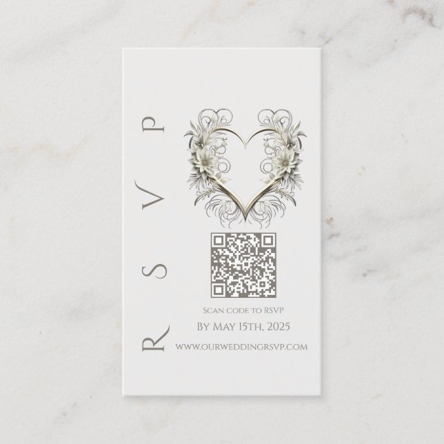 Modern Wedding RSVP QR code-Modern Flowers Business Card (Front)