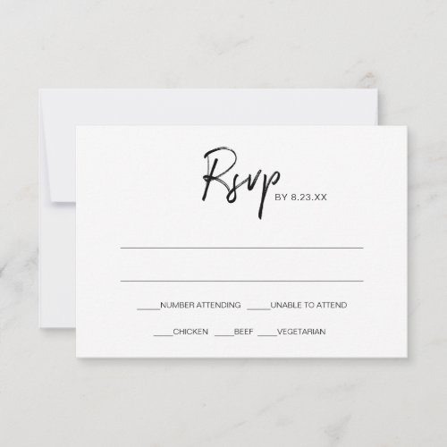 Modern Wedding RSVP Response Card  Black