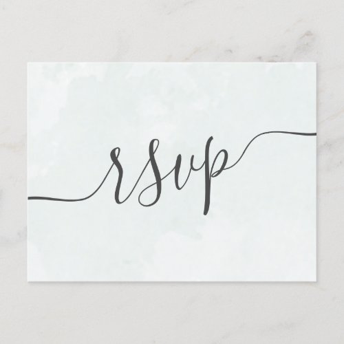 Modern Wedding RSVP Watercolor Sage Green Invitation Postcard