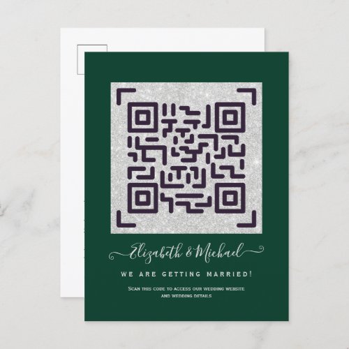 Modern Wedding RSVP with QR CODE _ ANY COLOR Postcard