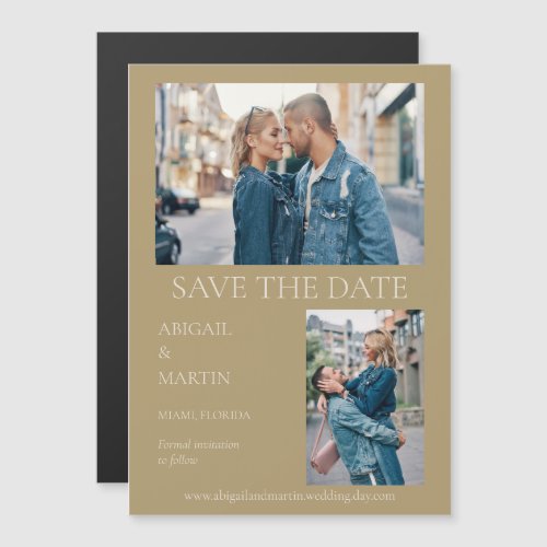 Modern Wedding Save Date Gold Photo Save Date  Magnetic Invitation