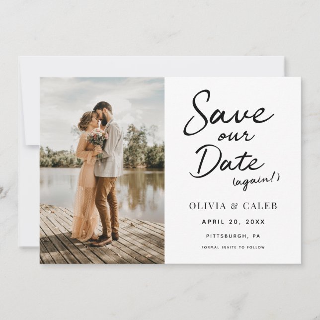 Modern Wedding Save our Date Again Invitation (Front)