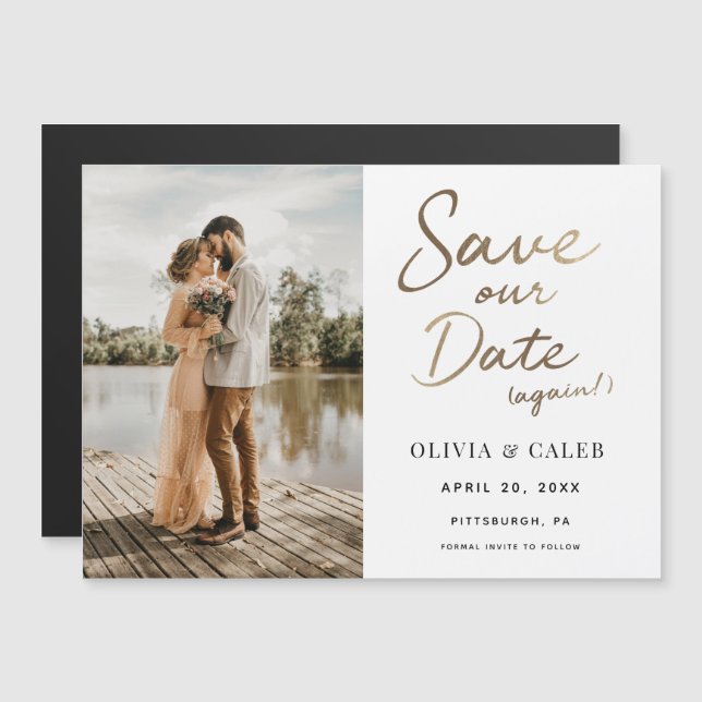 Modern Wedding Save our Date Again Magnetic Invitation (Front/Back)
