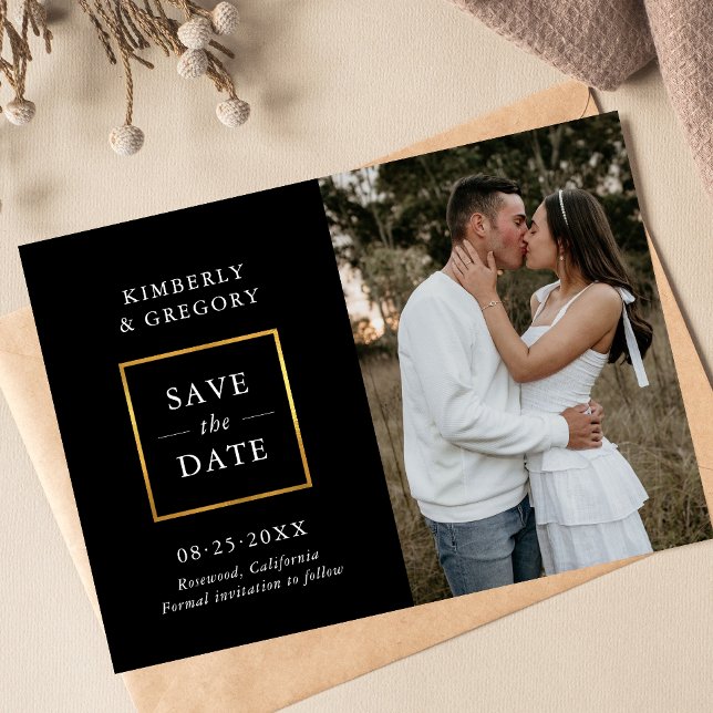 Modern Wedding Save the Date Black Gold | PHOTO (Creator Uploaded)