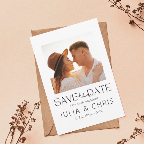 Modern Wedding Save the Date Card with Photo 