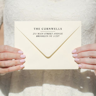 Modern Wedding Save the Date Family Return Address Rubber Stamp