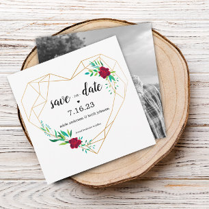 Modern Wedding Save The Date Geometric Heart Photo