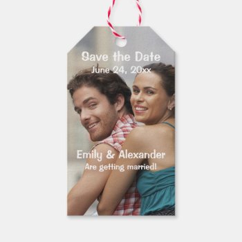 Modern Wedding Save The Date Gift Tag Template by elizme1 at Zazzle