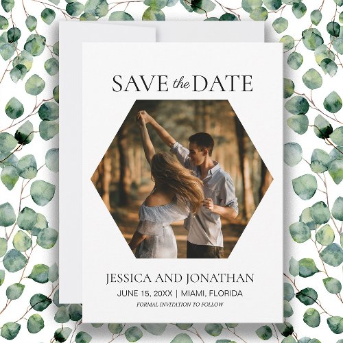 Modern Wedding Save the Date Hexagon Photo 