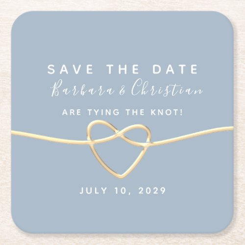 Modern Wedding Save The Date Invitation Square Paper Coaster